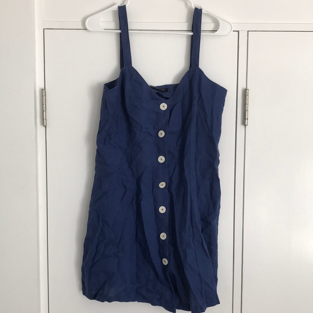 Zara woman linen blue mini dress medium